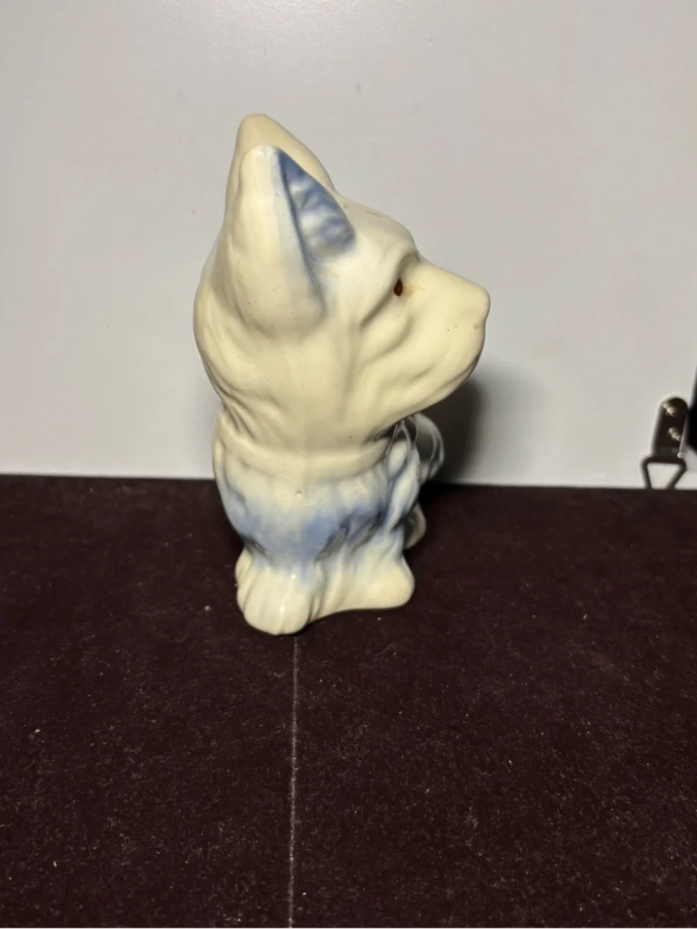 Ceramic Dog Planter - White and Light Blue Decorative Pet Figurine